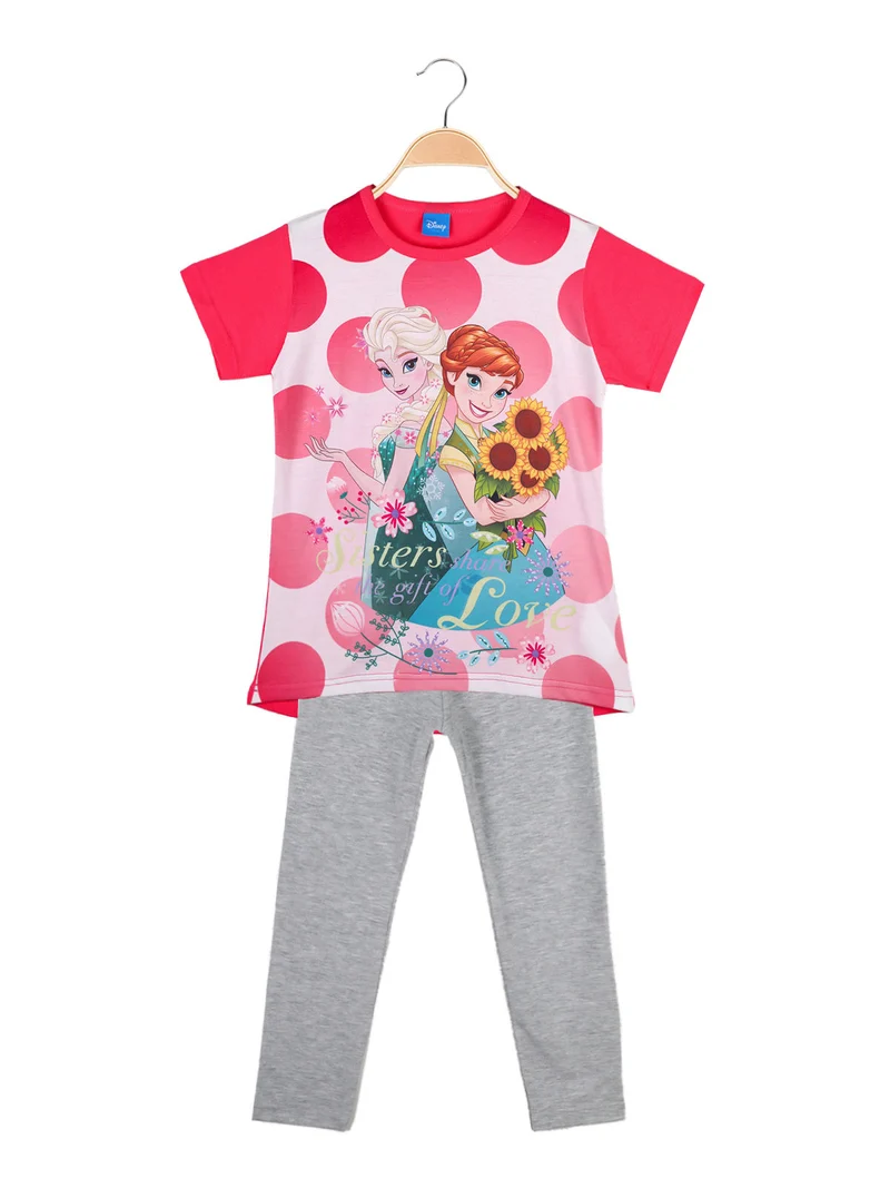 Completo corto bambina con stampa - fucsia