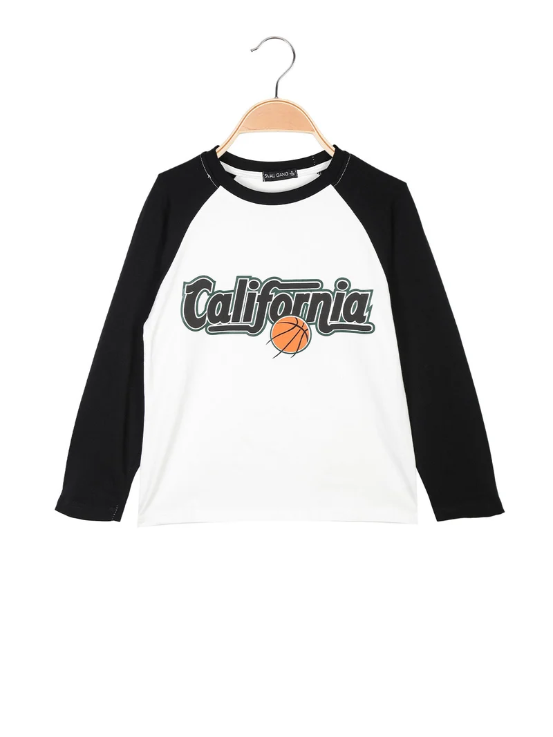 T-shirt da bambino a maniche lunghe con stampa - bianco