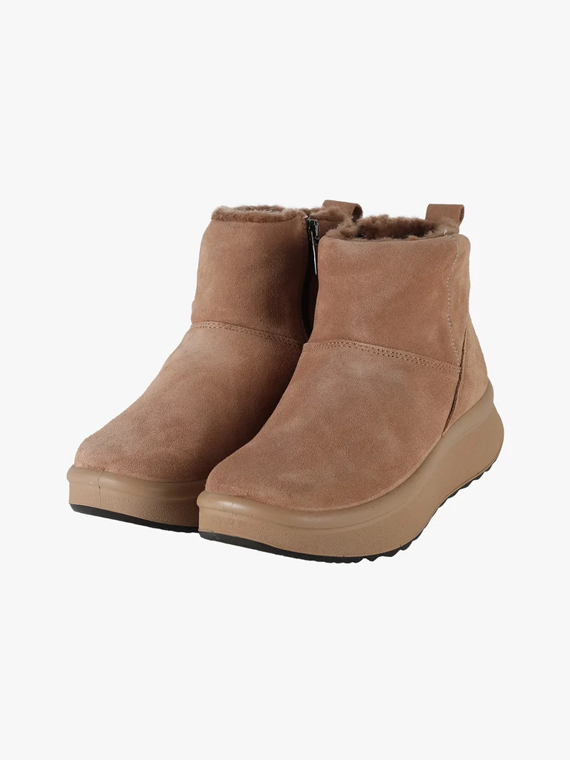 Stivaletti donna in pelle scamosciata con platform - cammello