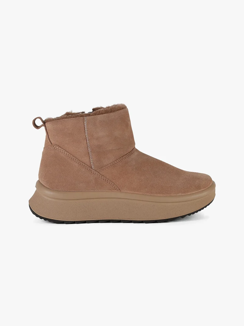 Stivaletti donna in pelle scamosciata con platform - cammello
