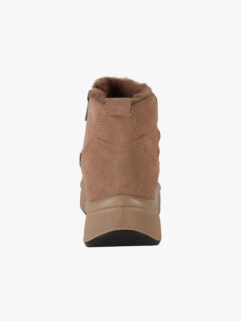 Stivaletti donna in pelle scamosciata con platform - cammello