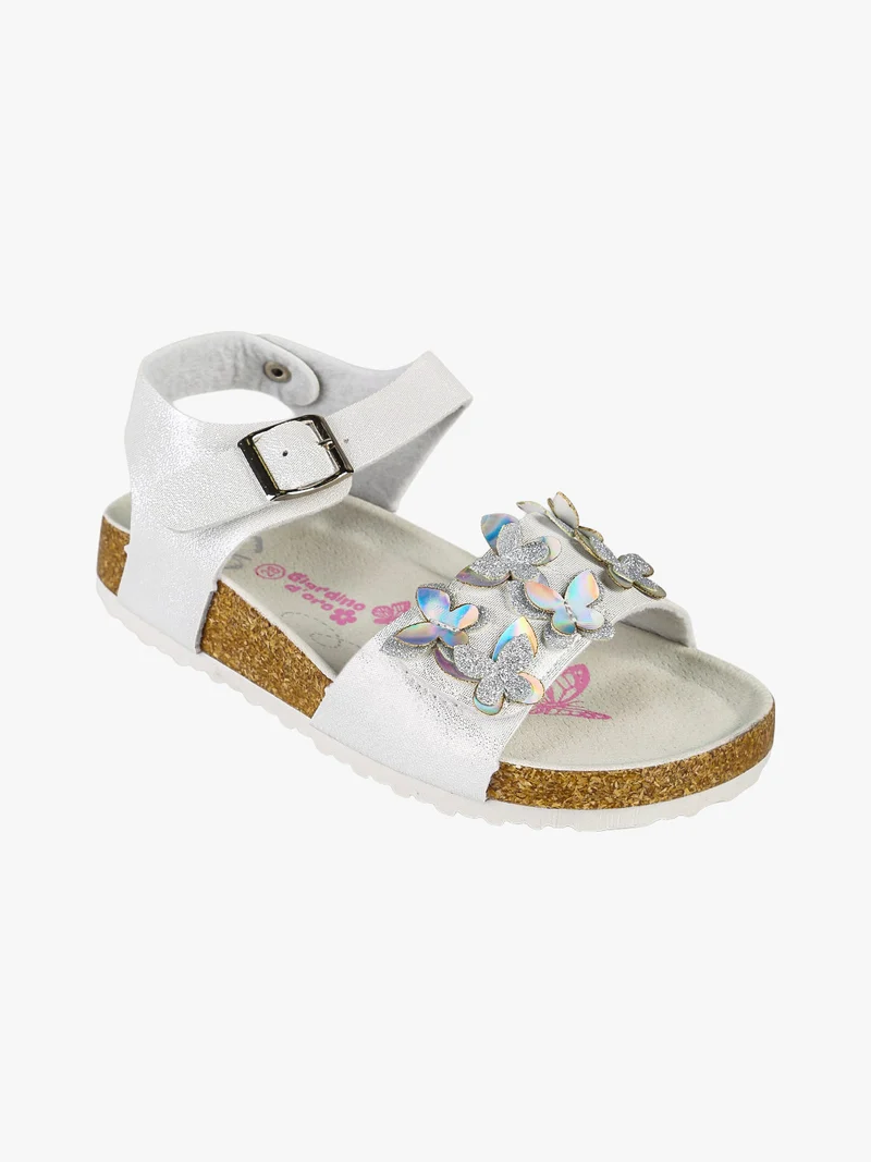 Sandali da bambina con fibbia e cinturino a strappo - bianco