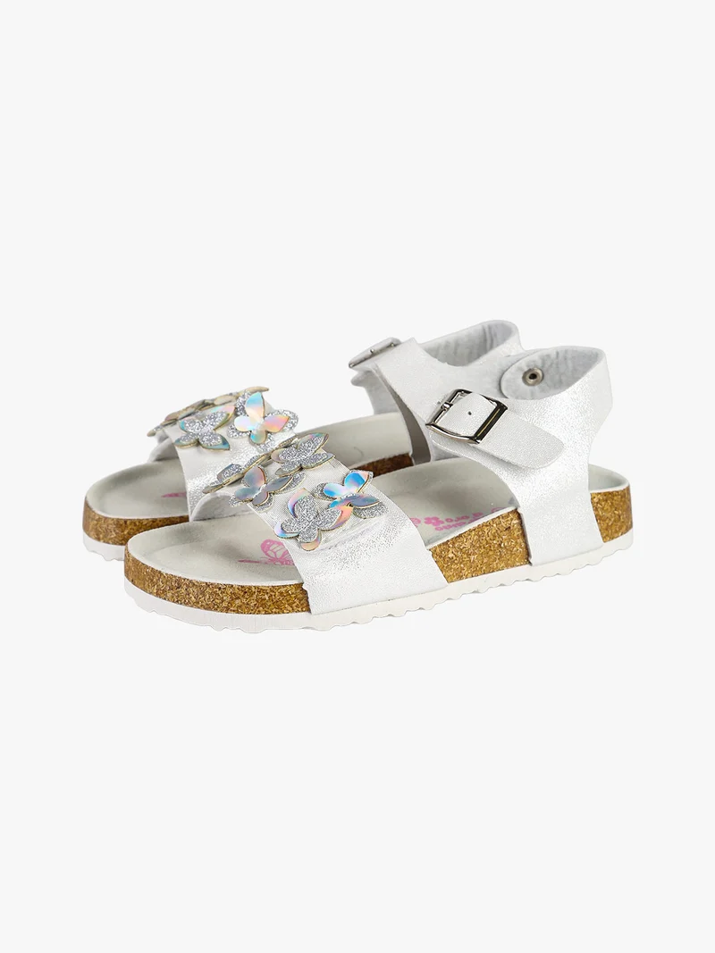 Sandali da bambina con fibbia e cinturino a strappo - bianco
