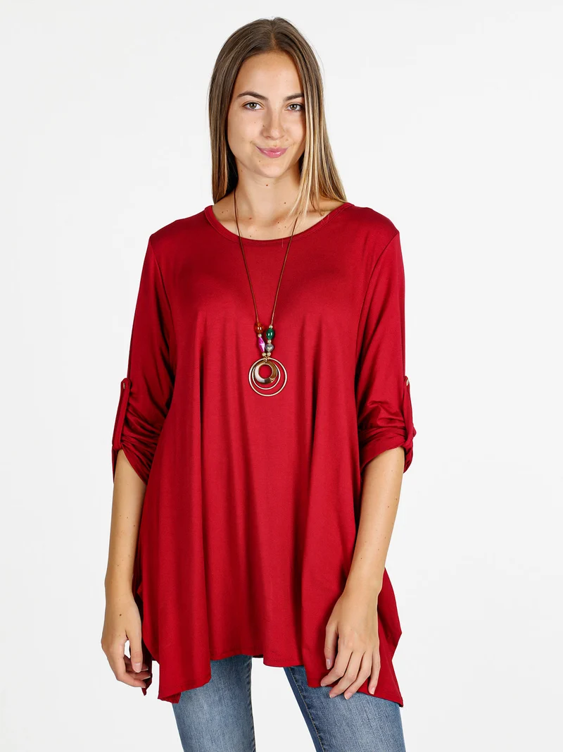 Maxi t-shirt donna a maniche lunghe - rosso