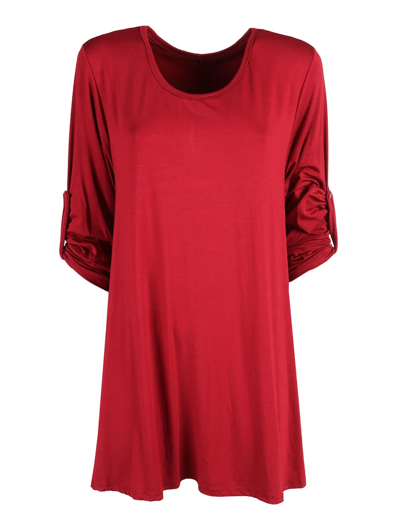 Maxi t-shirt donna a maniche lunghe - rosso