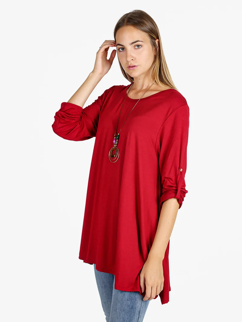 Maxi t-shirt donna a maniche lunghe - rosso