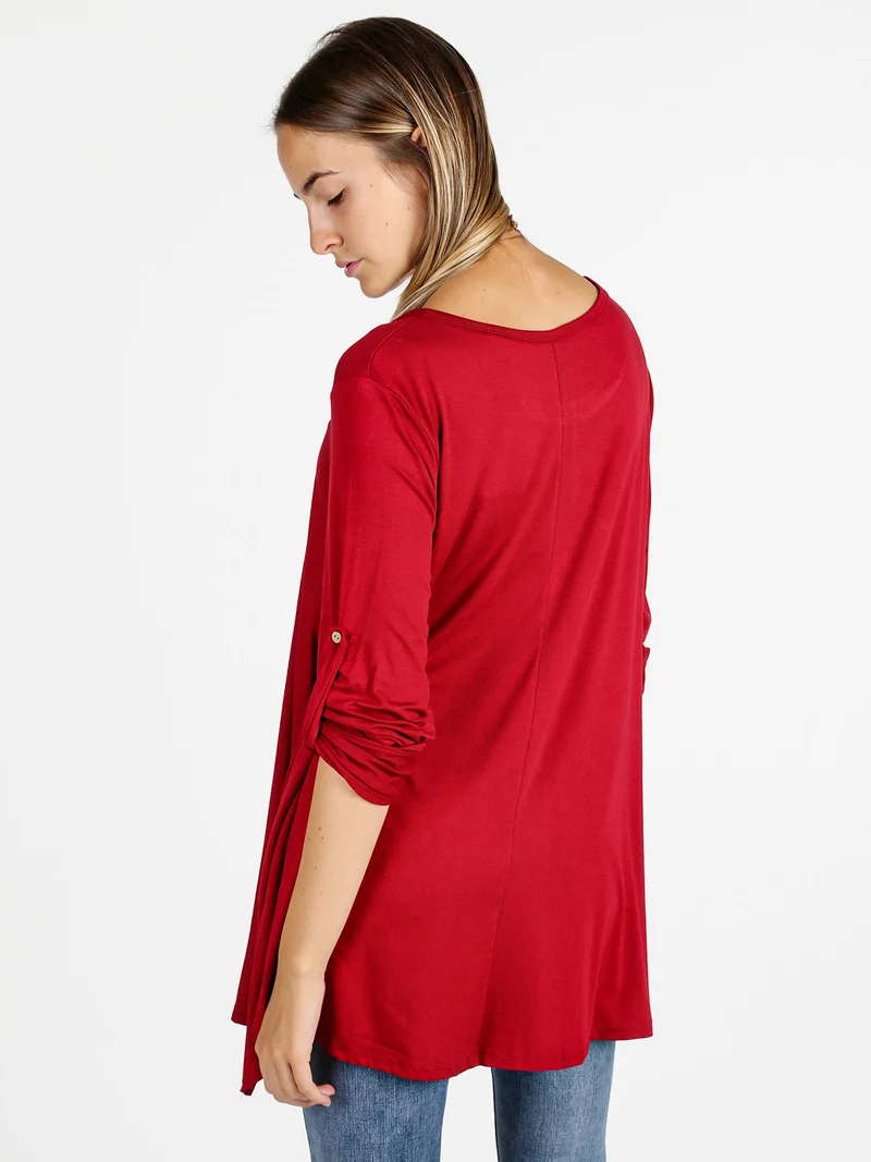 Maxi t-shirt donna a maniche lunghe - rosso