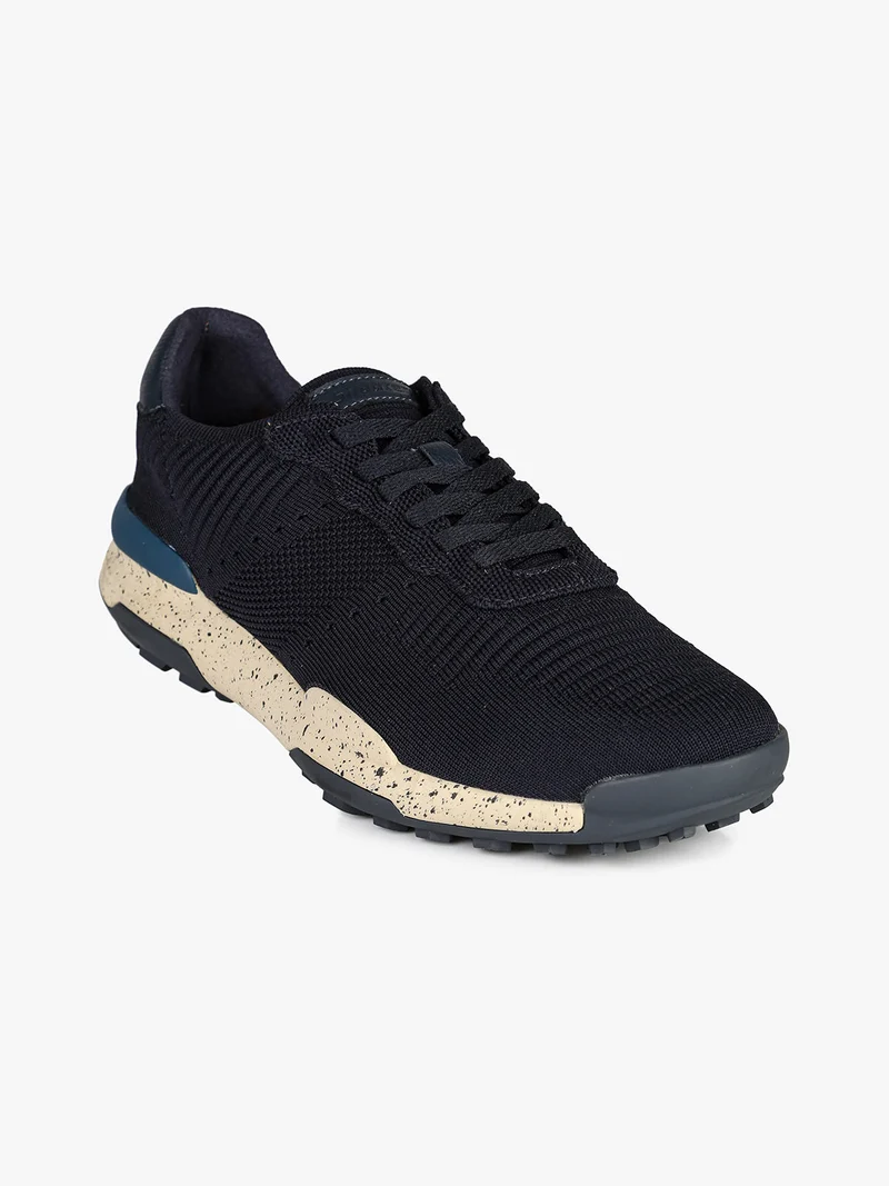Sneakers da uomo stringate in maglia - blu scuro