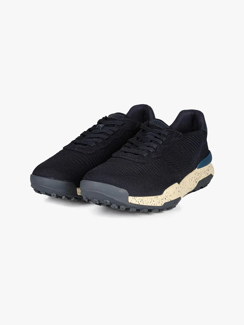 Sneakers da uomo stringate in maglia - blu scuro