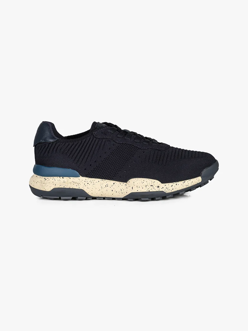 Sneakers da uomo stringate in maglia - blu scuro