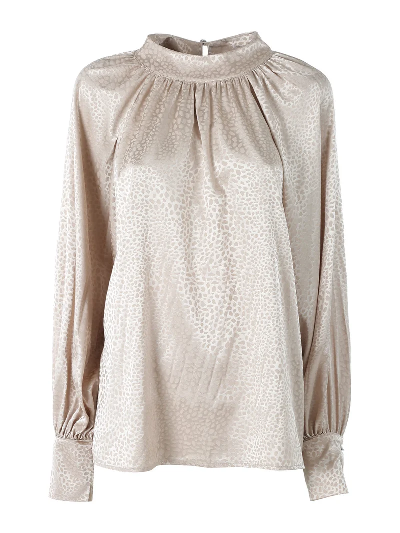Blusa donna accollata a maniche lunghe linea curvy - nudo