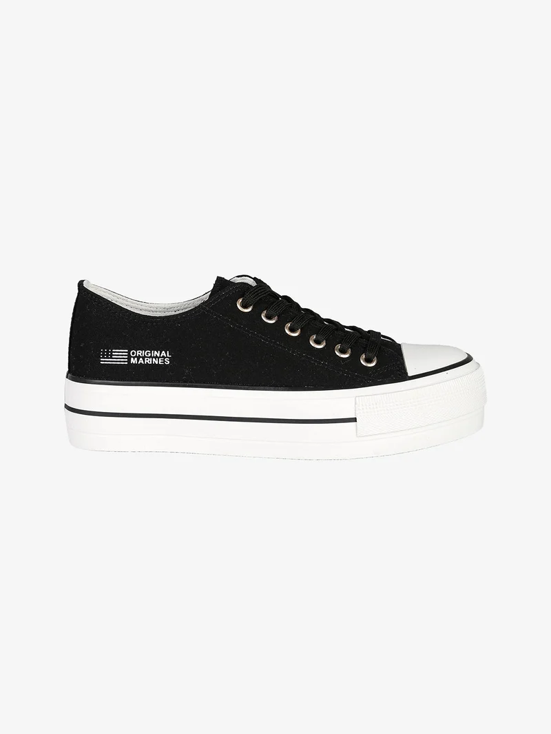 Sneakers donna in tela con platform - nero