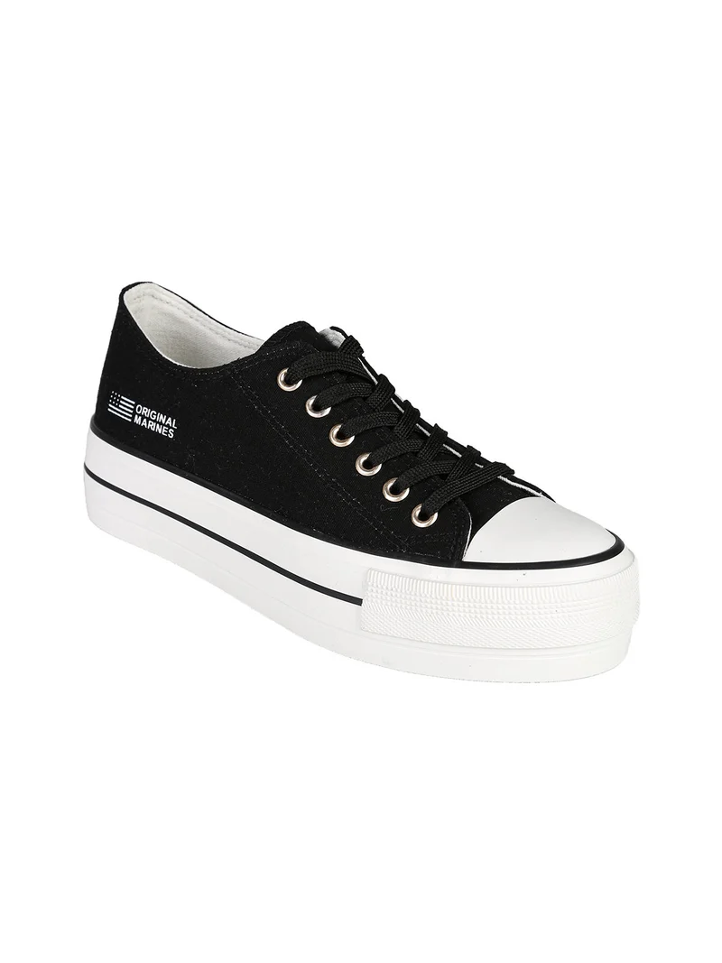 Sneakers donna in tela con platform - nero