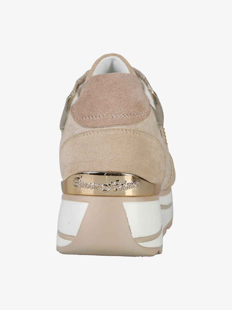 Sneakers donna scamosciate con platform - oro