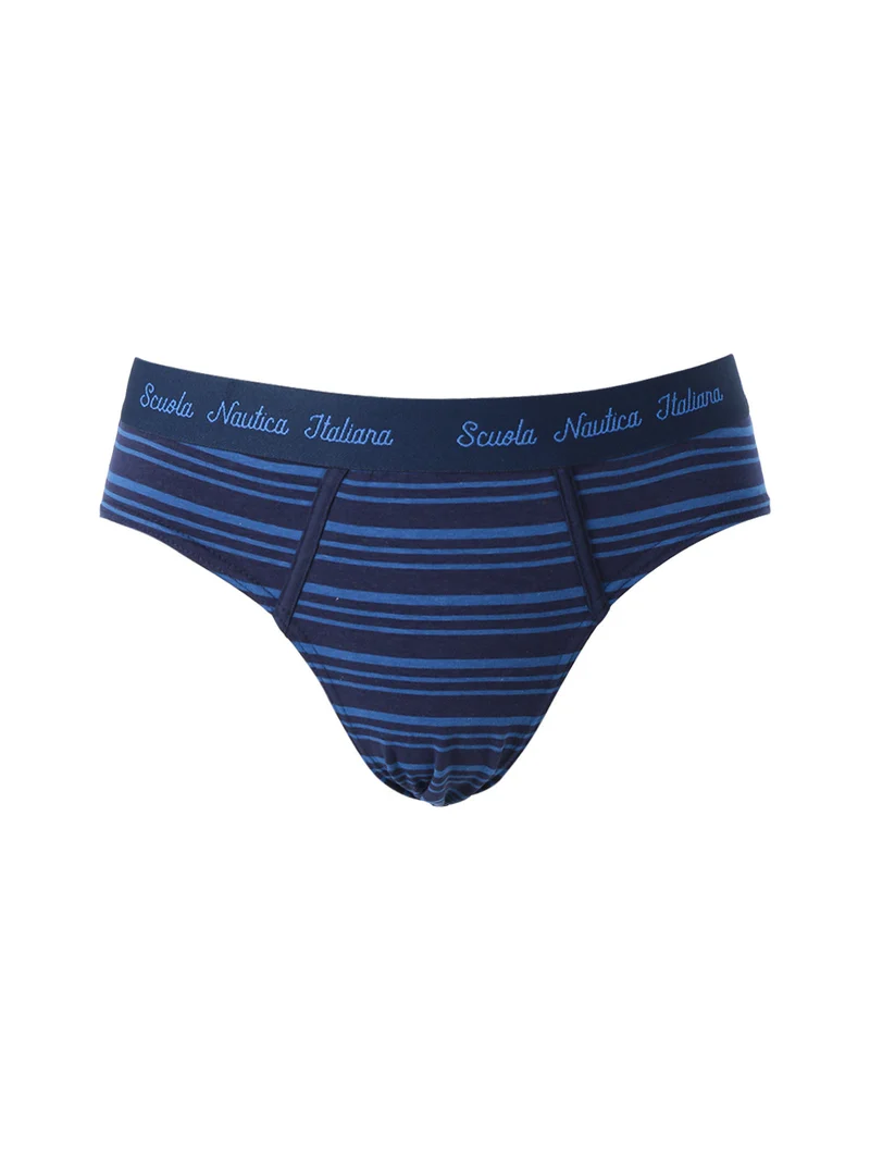 Slip da uomo a righe in cotone elasticizzato - blu scuro
