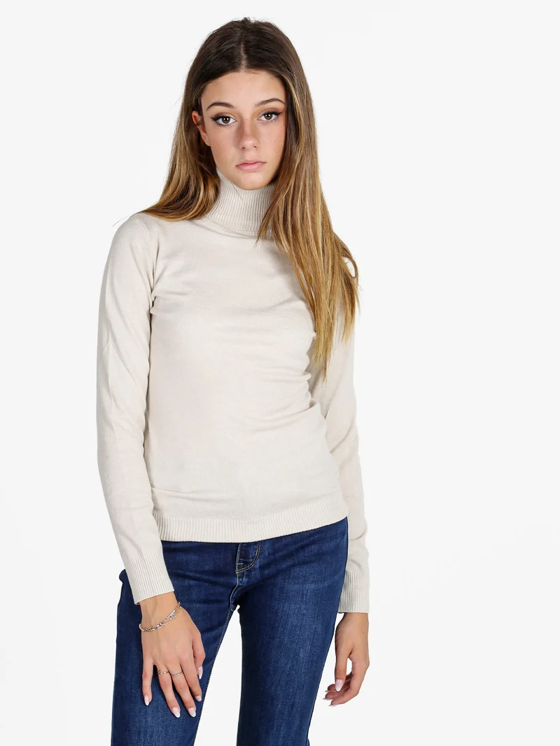 Maglia donna dolcevita - panna