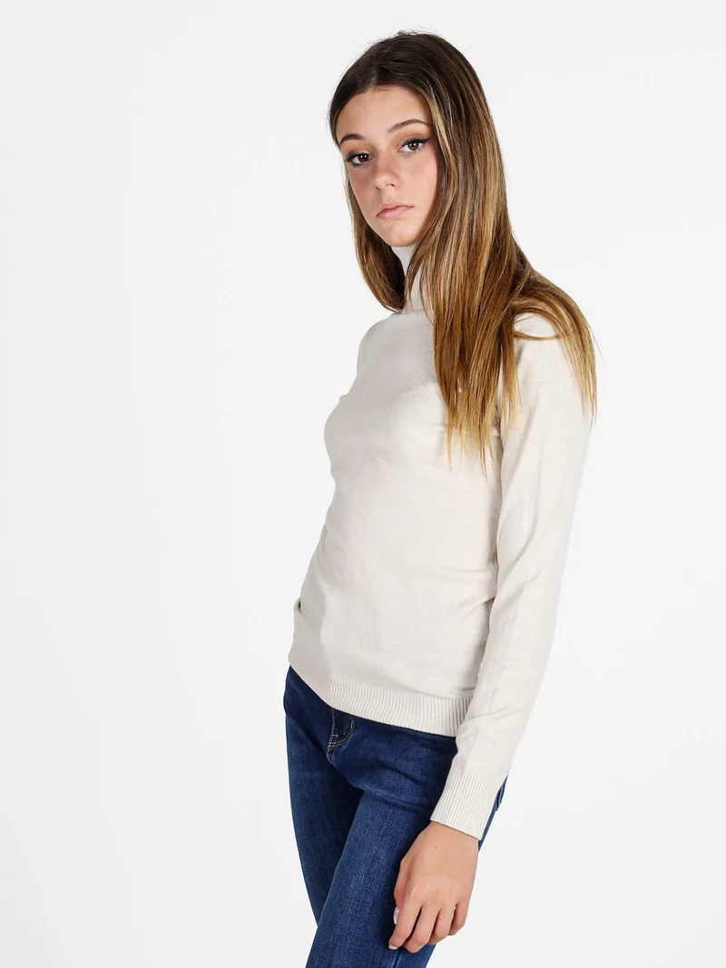 Maglia donna dolcevita - panna