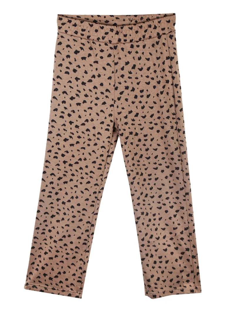Completo da bambina 2 pezzi con pantaloni maculati gamba larga - nero