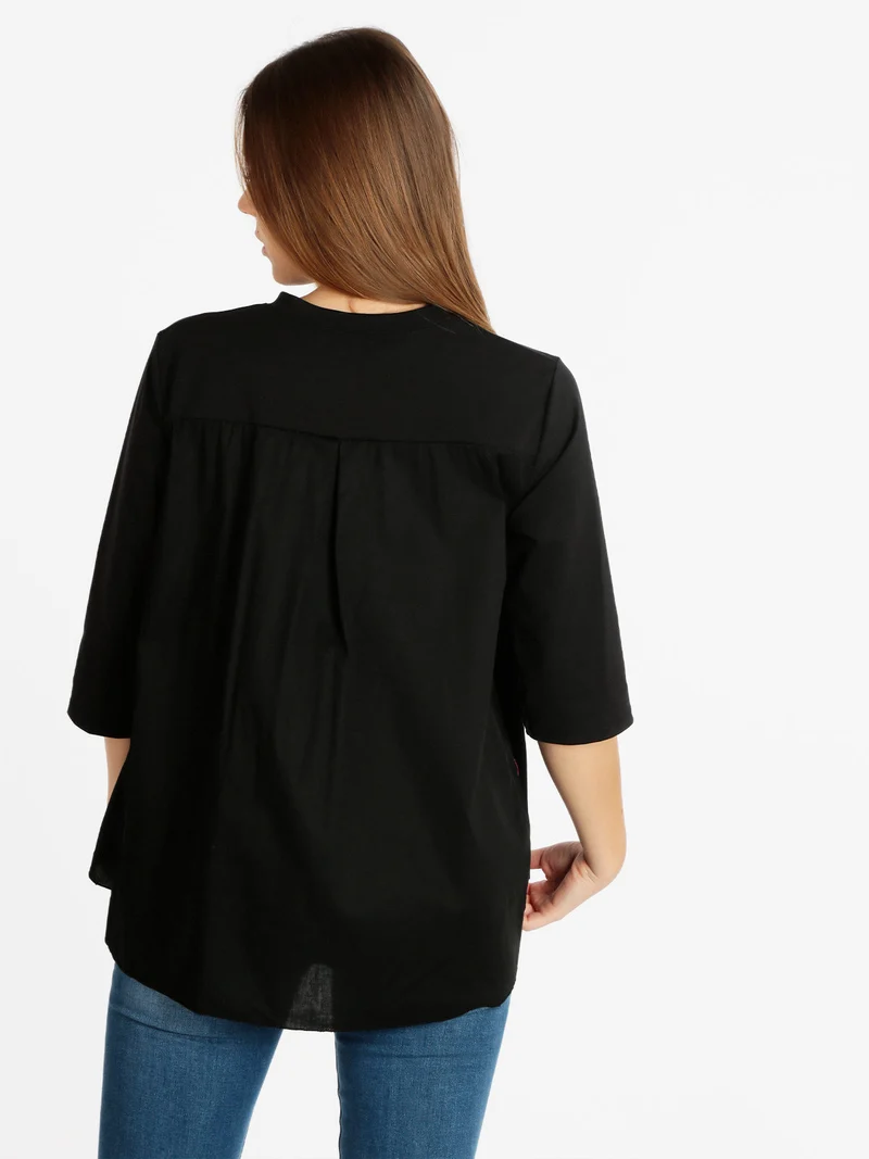 Maxi maglia donna girocollo - nero