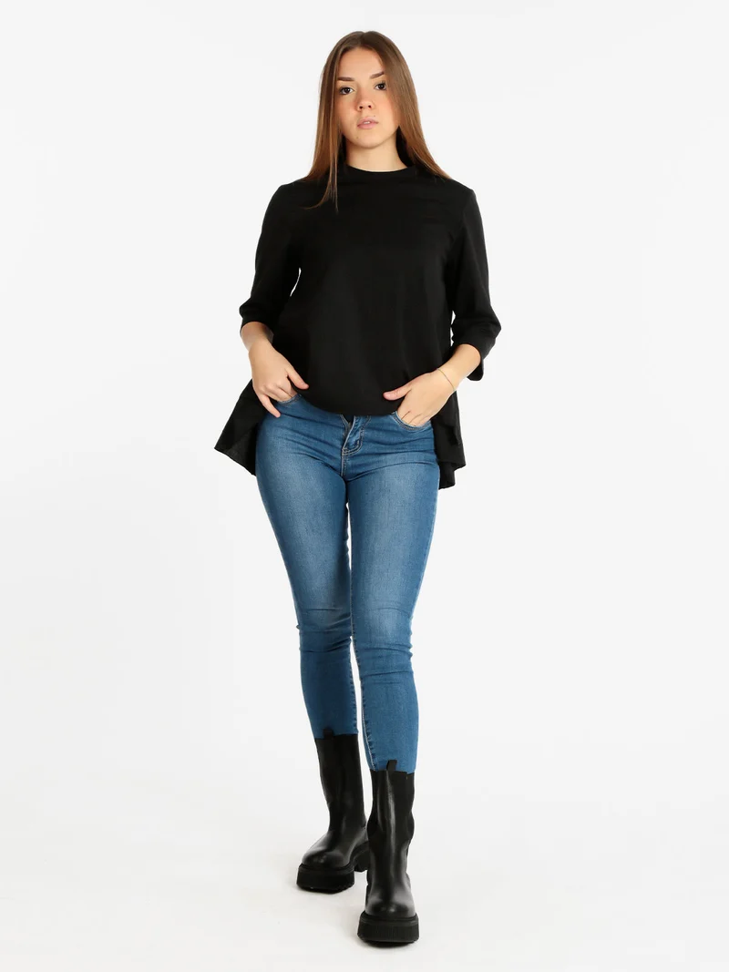Maxi maglia donna girocollo - nero