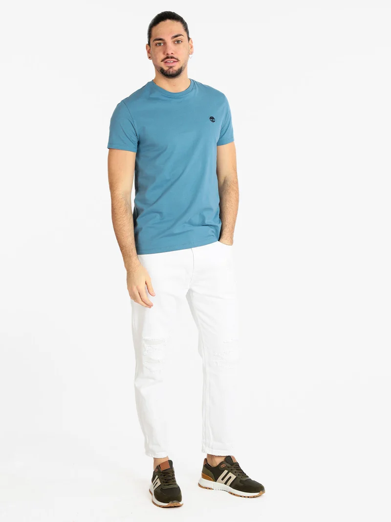 Pantaloni cropped uomo con strappi - bianco