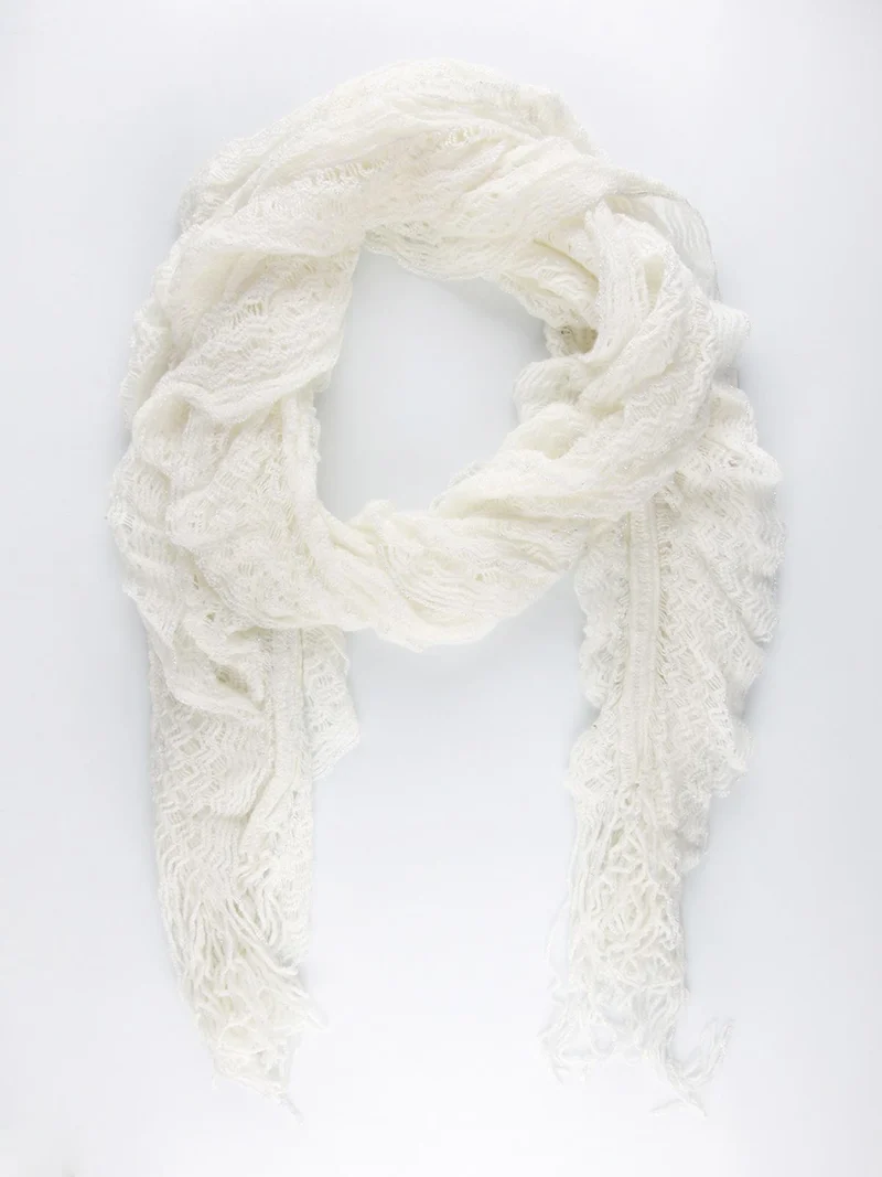 Sciarpa con inserti lurex - bianco