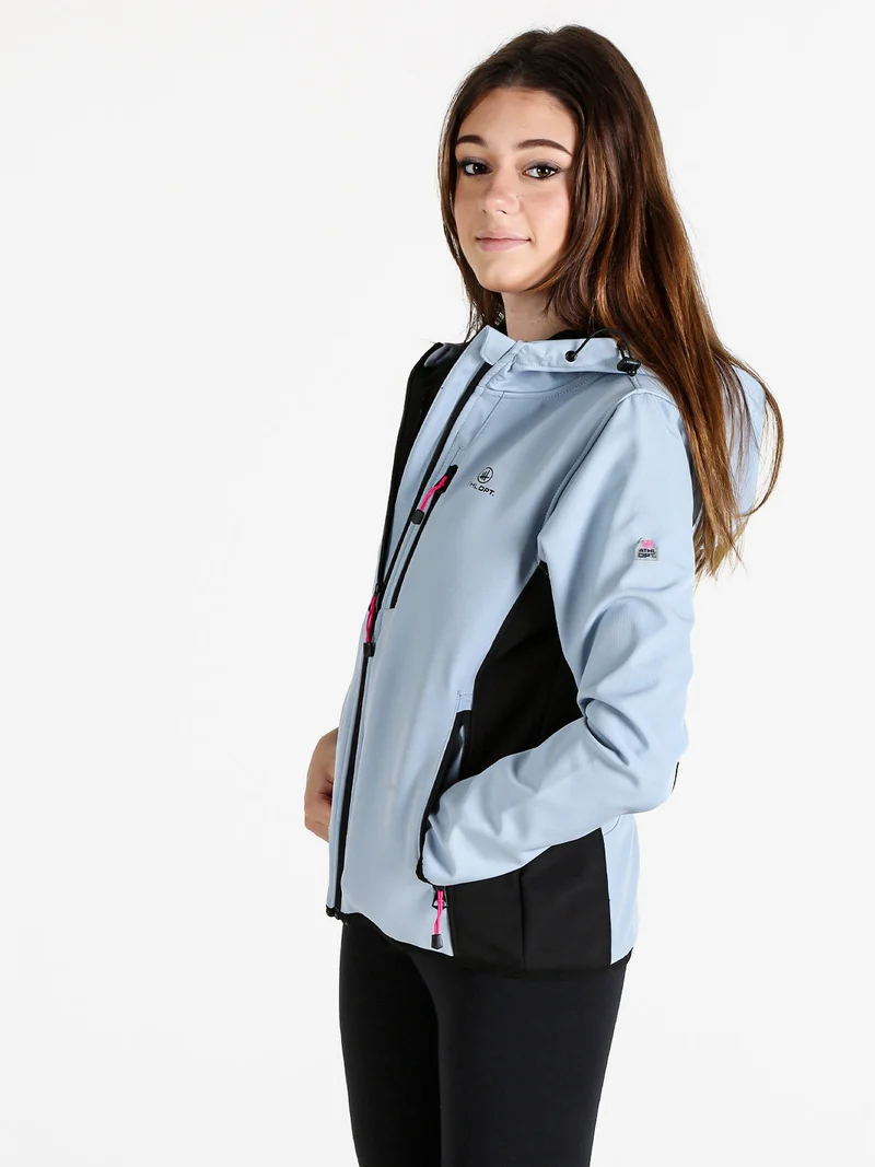Giacca donna sportiva impermeabile con cappuccio e zip - azzurro