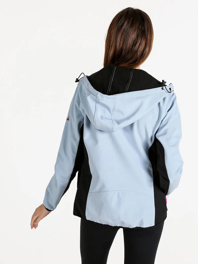 Giacca donna sportiva impermeabile con cappuccio e zip - azzurro