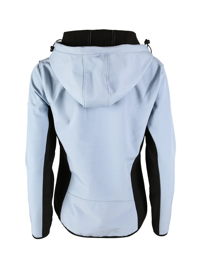 Giacca donna sportiva impermeabile con cappuccio e zip - azzurro
