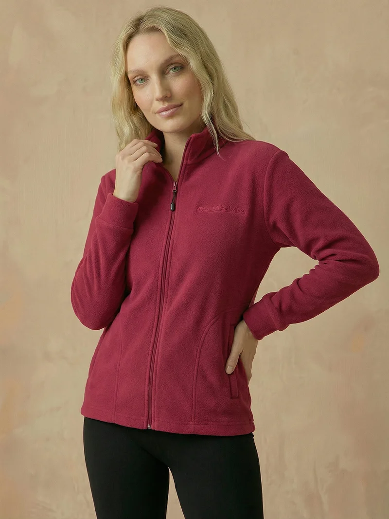 Felpa in pile da donna con zip - rosso