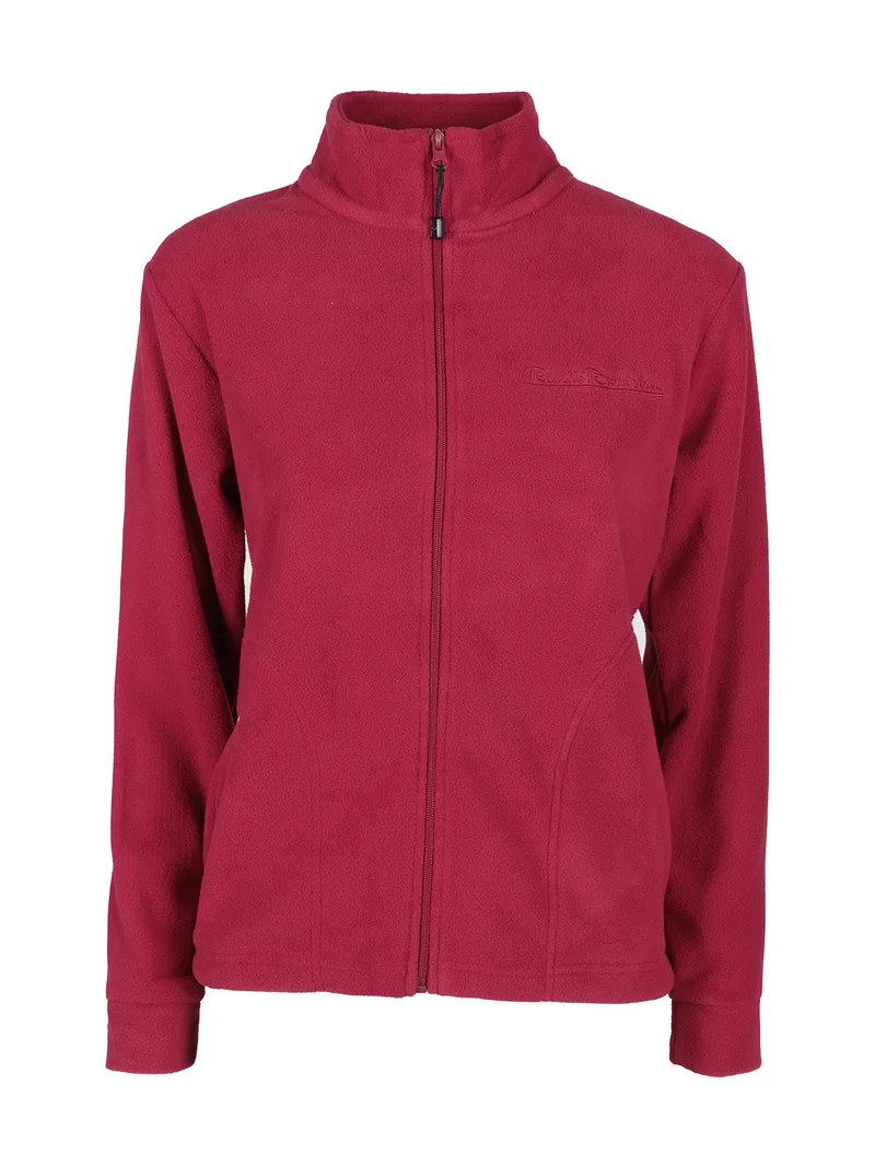 Felpa in pile da donna con zip - rosso