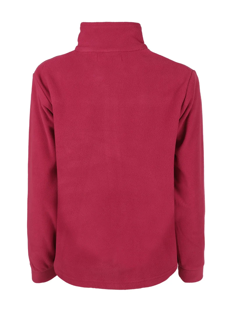 Felpa in pile da donna con zip - rosso