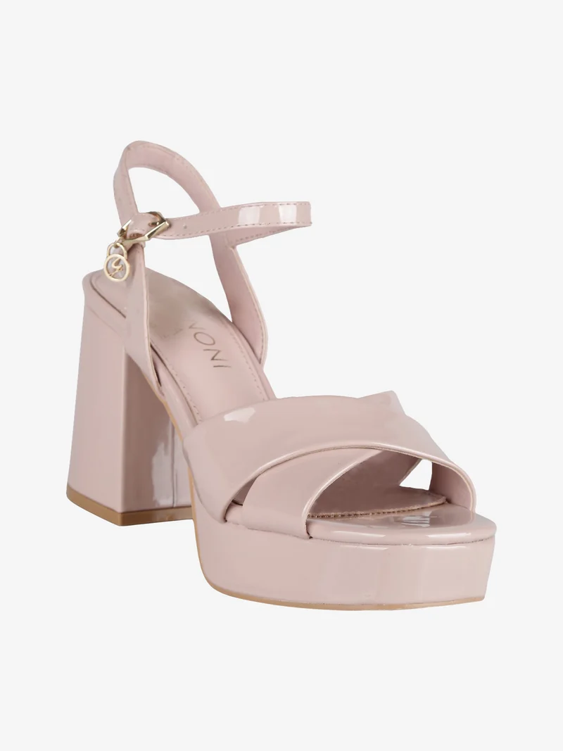 Sandali donna in vernice con tacco - rosa