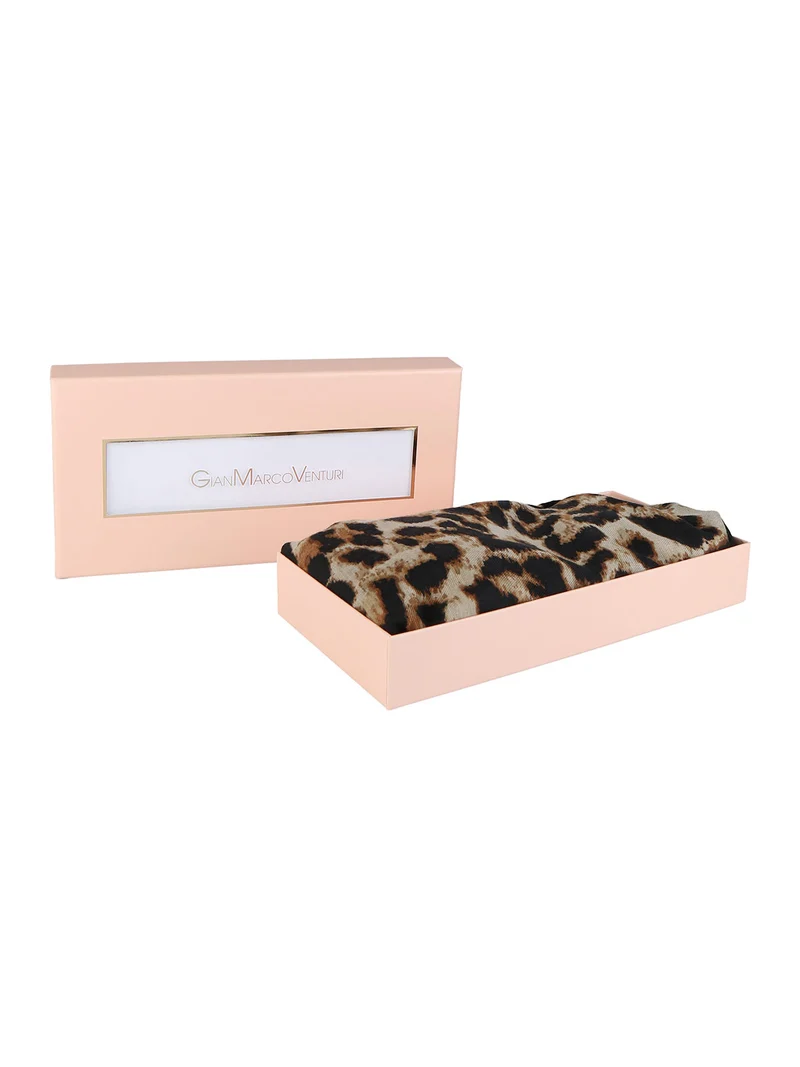 Sciarpa animalier da donna sfrangiata - beige