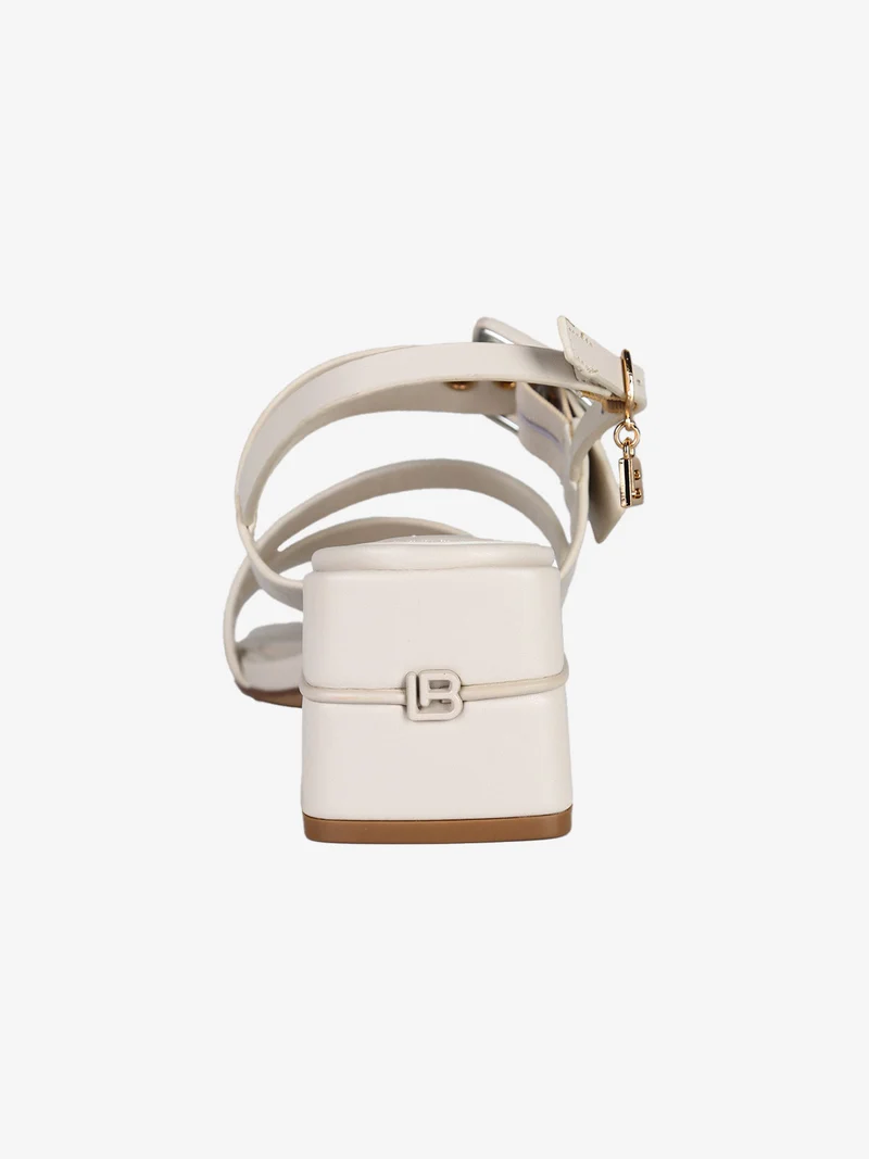 Sandali donna con tacco e cinturino alla caviglia - beige
