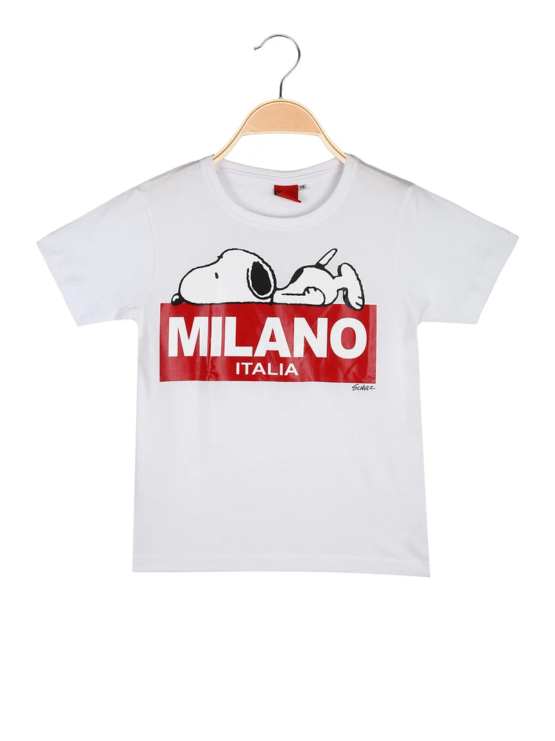 T-shirt da bambino in cotone con stampa - bianco
