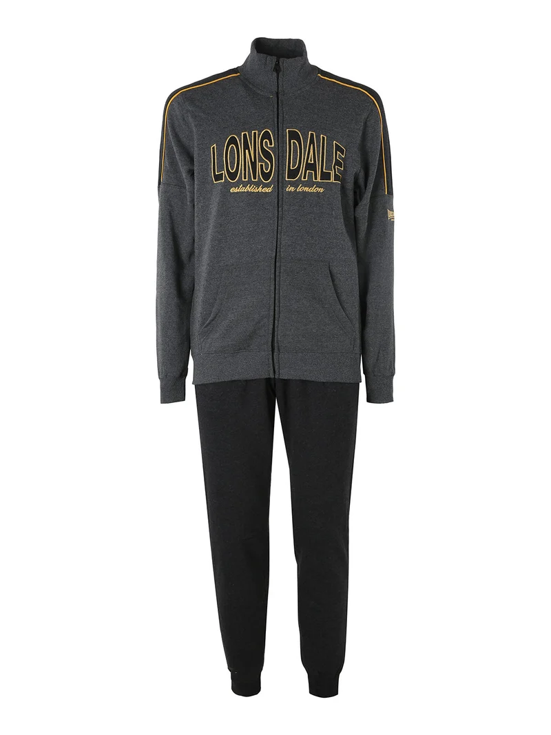 Completo tuta da uomo 2 pezzi con zip intera e stampa logo - grigio scuro