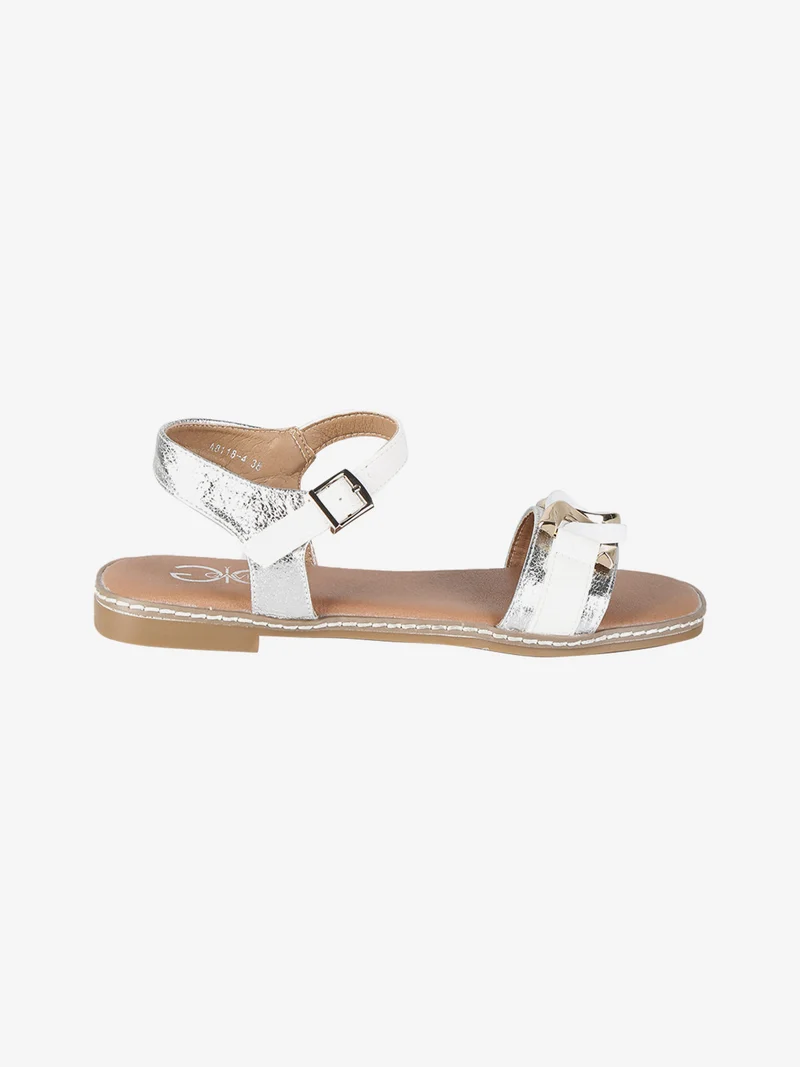 Sandali donna con decorazione a catena - bianco