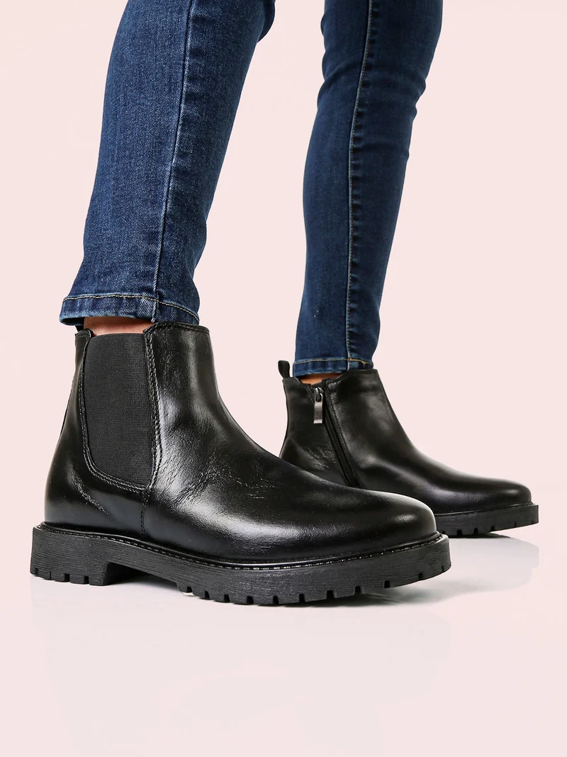 Stivaletti chelsea donna in pelle - nero