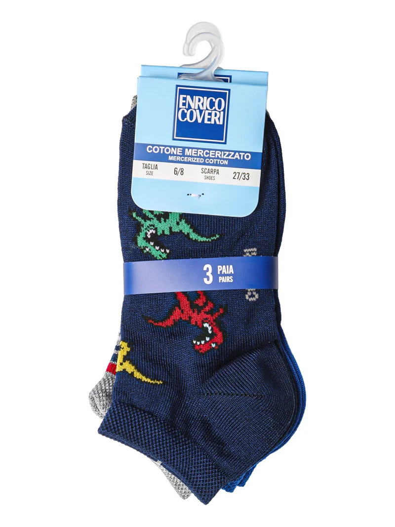 Confezione da 3 paia di calze corte da bambino in cotone mercerizzato - grigio