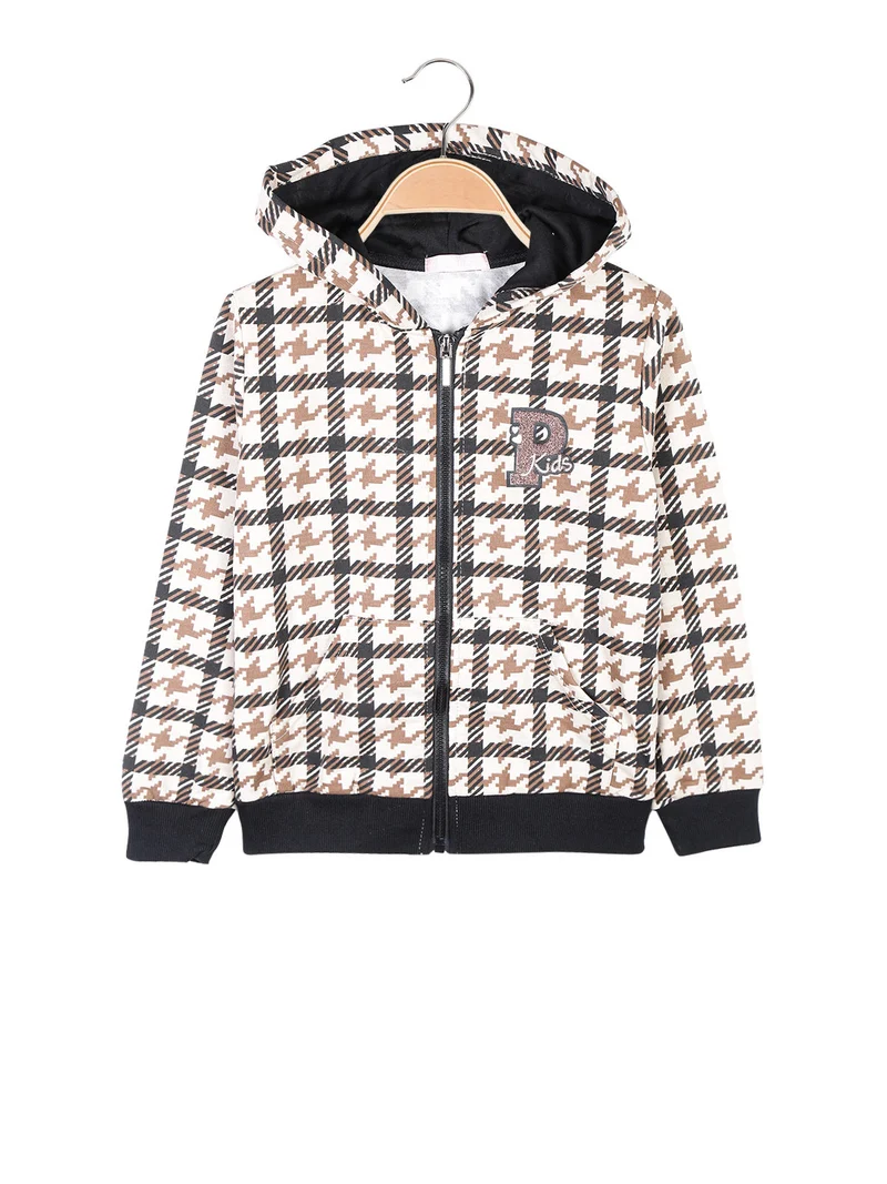 Felpa da bambina con cappuccio e zip - beige