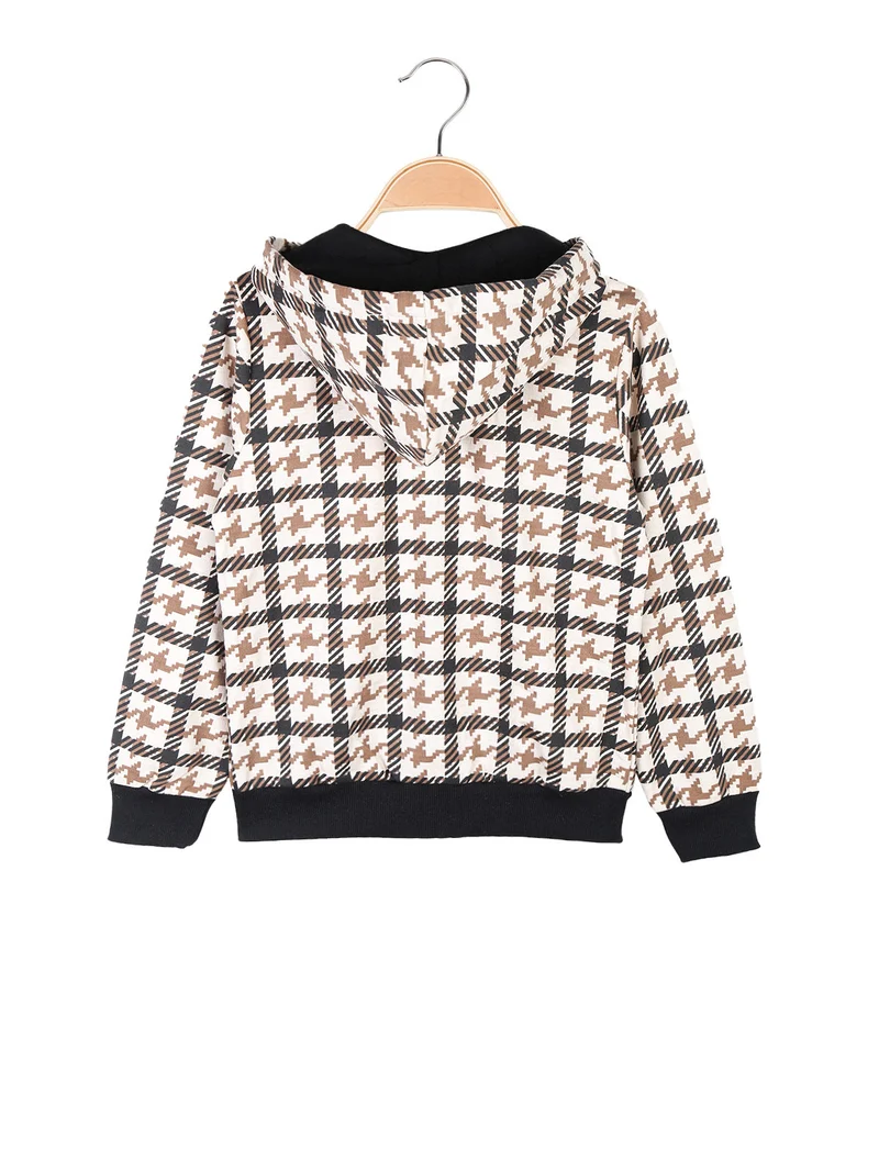Felpa da bambina con cappuccio e zip - beige