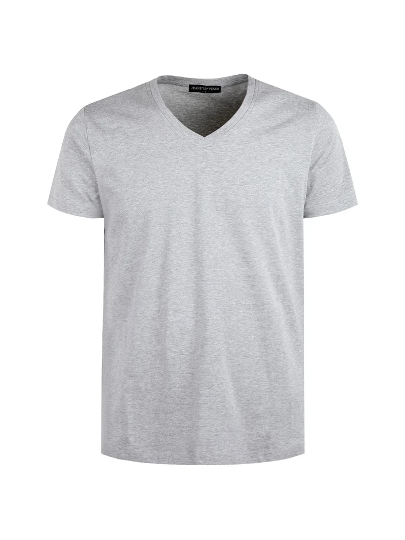 T-shirt uomo scollo a V in cotone - grigio