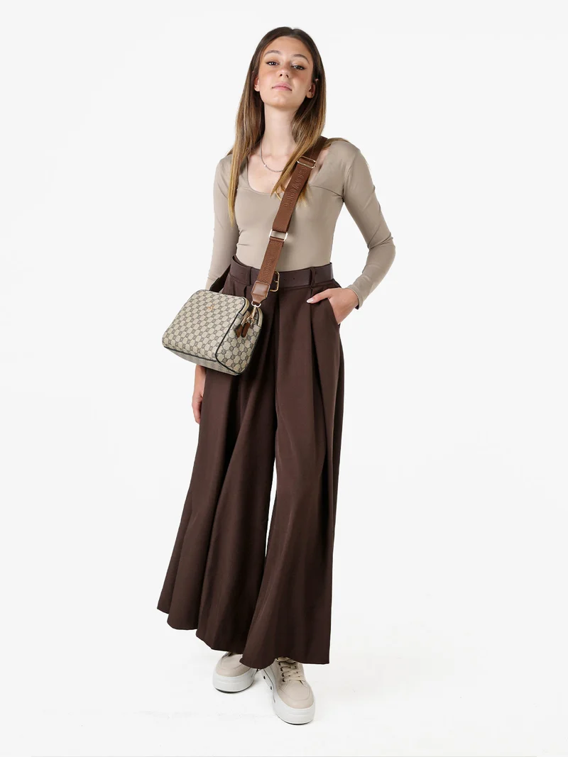 Borsa a tracolla da donna con stampe - marrone