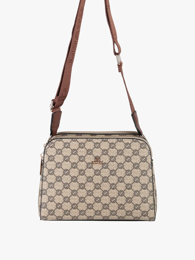 Borsa a tracolla da donna con stampe - marrone