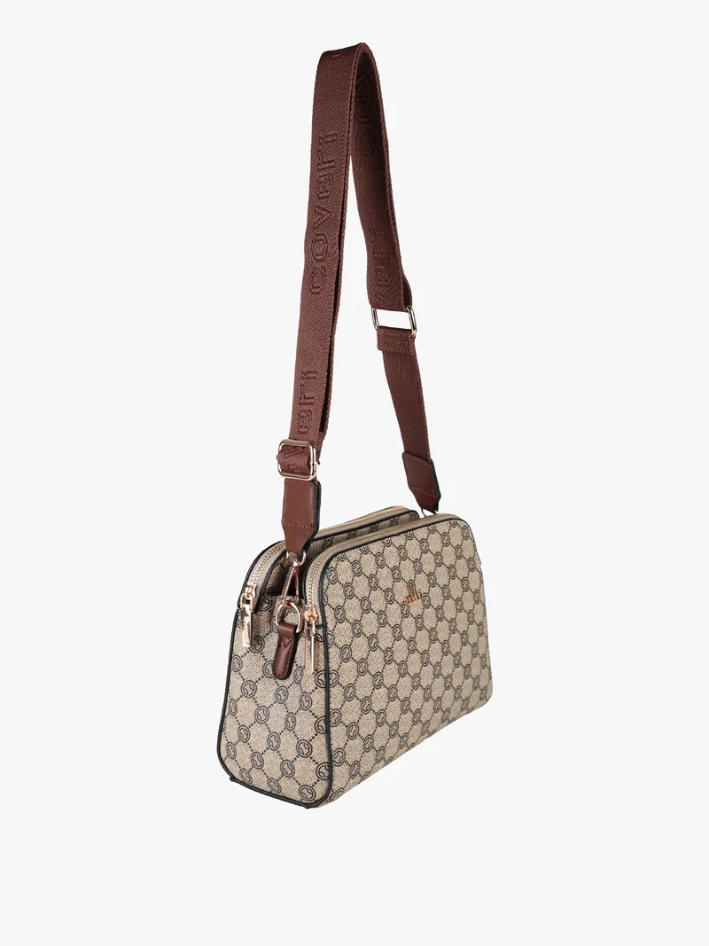 Borsa a tracolla da donna con stampe - marrone