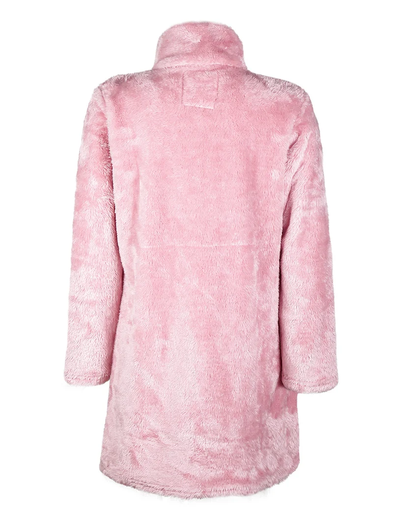 Vestaglia donna in ecopelo full zip - rosa