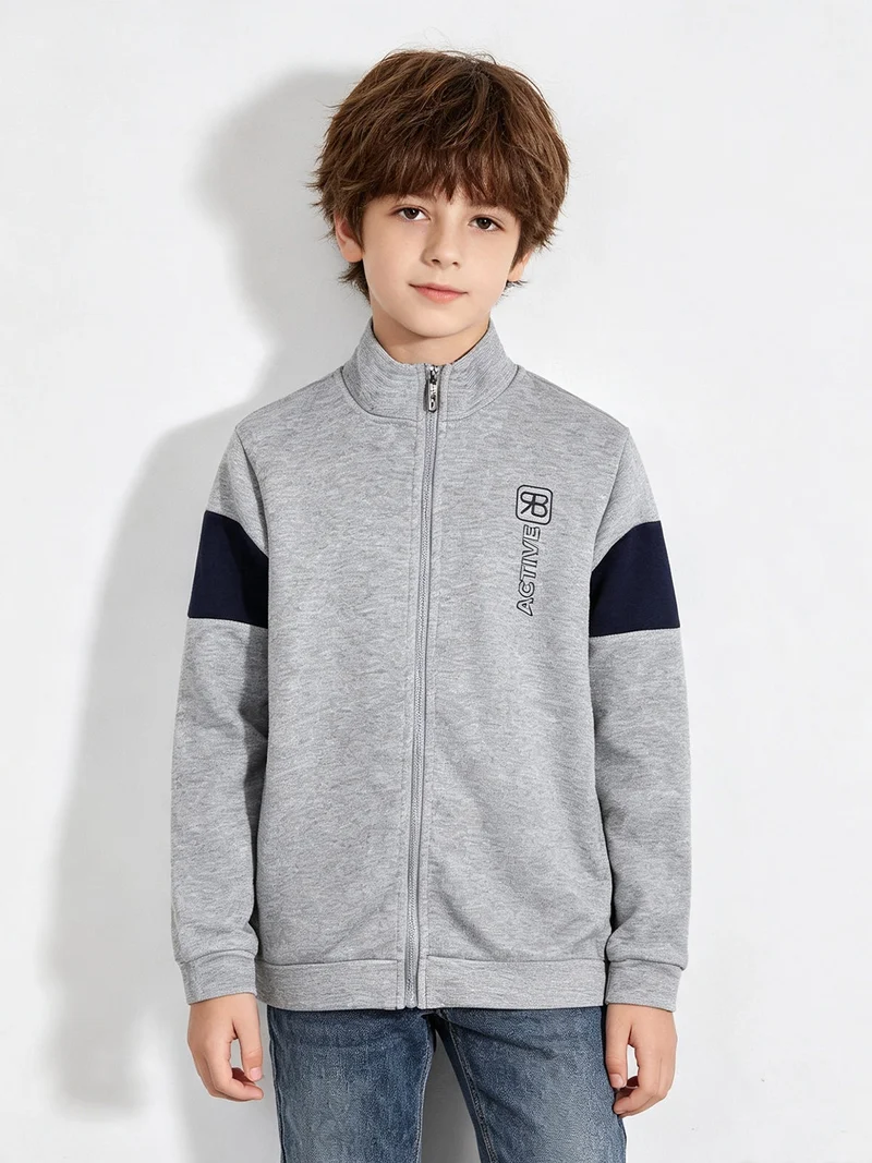 Felpa pesante da ragazzo full zip - grigio