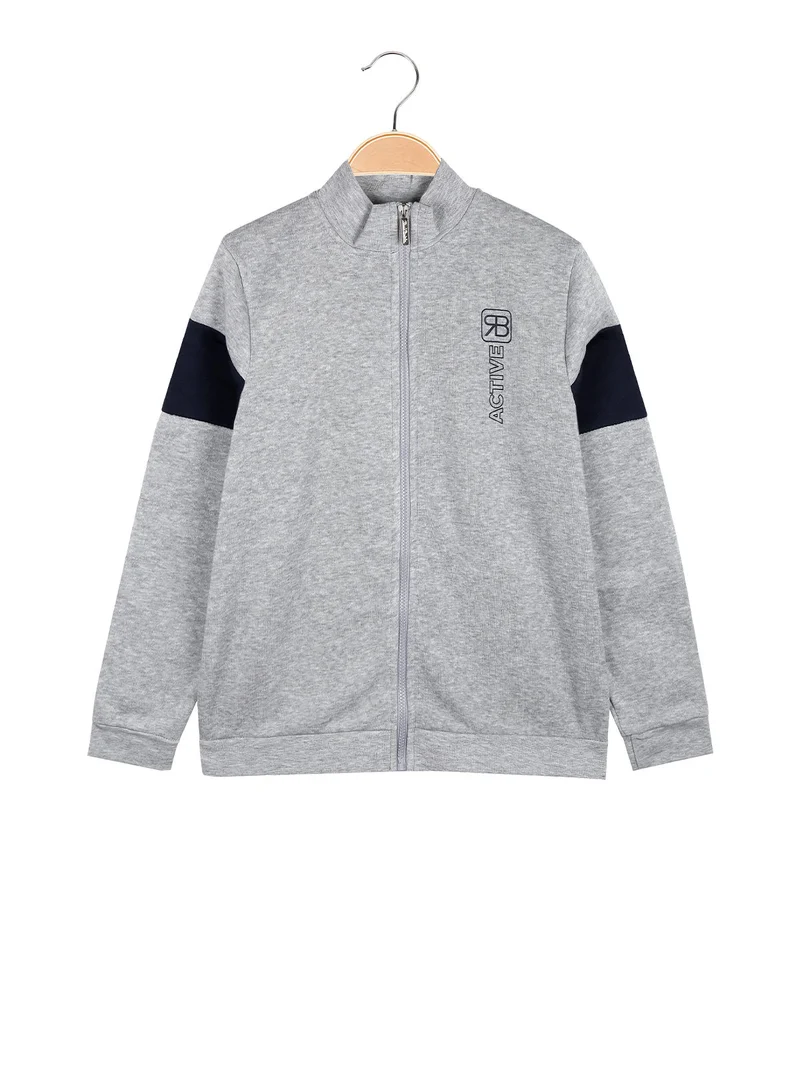 Felpa pesante da ragazzo full zip - grigio