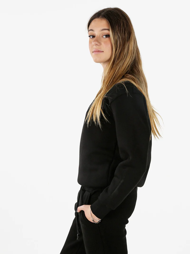 Felpa girocollo pesante da donna - nero